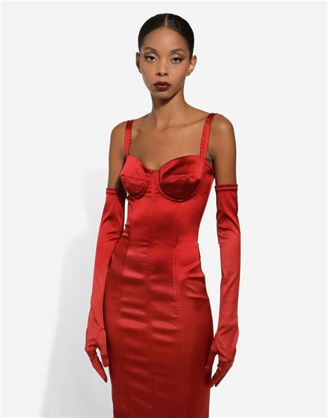 dolce gabbana sexist red dress|Satin calf.